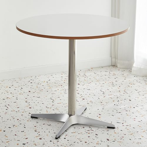 Junpllvic 60 cm runder Esstisch, 3er-Set, mit Beinen und Sockel aus Edelstahl 304, für Wohnzimmer, Café, Büro, Bistro, Pub, Bar, Terrasse, MDF-Platte, Kleiner Tulpen-Küchentisch