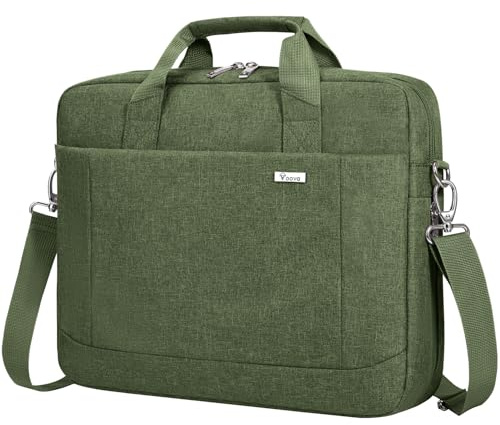 Voova Laptop Bag Case 17 17.3 Inch Computer Sleeve Messenger Bag, NavyGreen | Computer Bag MacBook Bag with Shoulder Strap Expandable Waterproof Large Capacity Business Briefcase for Travel, Men Women