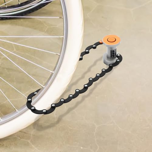 Candado plegable para bicicleta, 88 cm, con combinación numérica y llave, color naranja