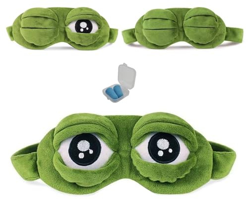 Frosch Augenmaske, Niedliche Frosch Cartoon Fluff Blindband Schlaf Eyeshade 3D Eye Cover