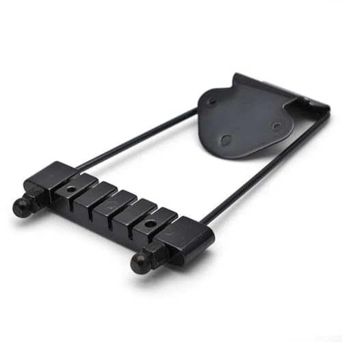 Trapez-Saitenhalter für Jazz-Gitarre, 6-saitig, Metall-Gitarrensteg mit 3 Schrauben, kompatibel mit Archtop-Gitarren, Chrom/Schwarz/Gold Fi(Schwarz)