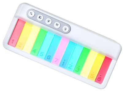 POENVFPO Tragbare E-Piano-Tastatur für Kinder mit LED-Leuchten, Interaktivem Lernmodus, 5 Instrumentenklängen, Farberkennungsdesign für Anfänger (WHITE)