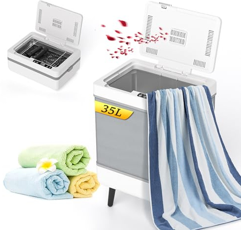 Towel Warmer Bucket With Customized Fragrance, 35L Large Hot Towel Warmer, Heating & Drying Mode, Timers and Auto Shut Off, LED Display, Foldable Towel Heater for Bathrobes,Blankets,Pyjamas (White)