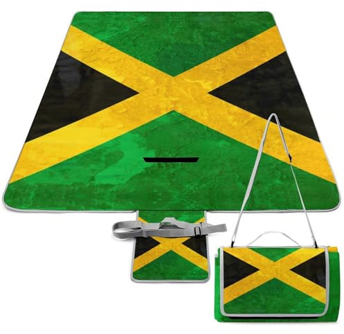 MHYRAC Picknickmatte, Jamaika-Flagge, Kunst-Design, quadratische Picknickdecke, Outdoor-Teppiche, 148 x 148 cm