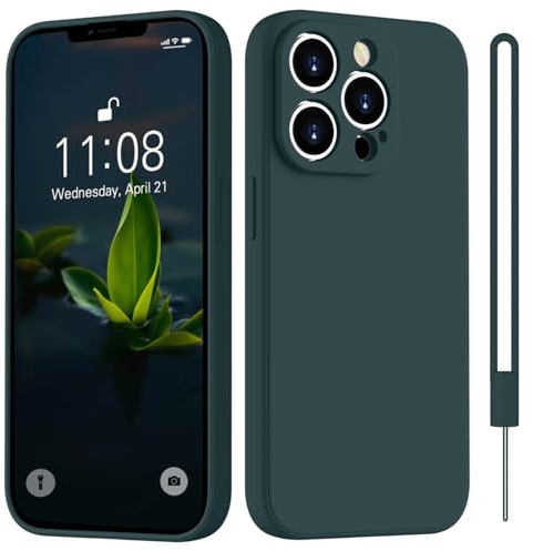 HGH für iPhone 12 Pro Max Hülle Silikon mit Lanyard, Handyhülle für iPhone 12 Pro Max Dünn Rundumschutz mit Microfiber-Innenfutter Kratzfest Schutzhülle Case 6.7 Grün