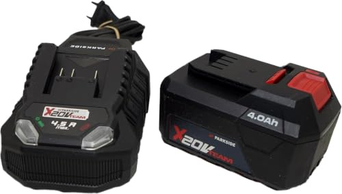 Parkside Batterie PAP 204 20 V / 4 Ah + Chargeur Rapide PLG 20 (4,5 A) – Compatible avec Parkside X 20 V Team