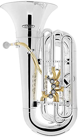 Classic Cantabile KT-20SR MardiBrass Kunststoff C-Tuba Silber, Stimmung: C | Modell: KT-20, Material Korpus: ABS Kunststoff, Mundrohr und Maschine: Messing, 4 Perinet-Ventile: Edelstahl, Bohrung: 17 mm