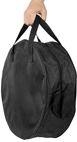 Riuulity Round Black Cable Storage Carry Bag Strong Double Zip for Caravans 16 Inch Water Hose Storage Bag Practical Handle Strap 600D Oxford Cloth