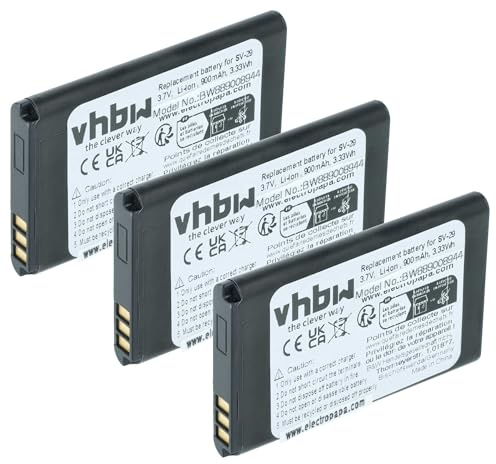 vhbw 3X Akku kompatibel mit Fritz! Fon C6 Handy Smartphone Telefon (900 mAh, 3,7 V, Li-Ion)