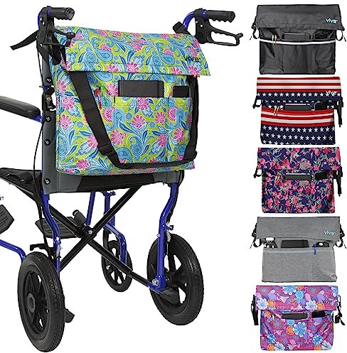 Vive Wheelchair Bag - Wheel Chair Mobility Scooter Storage Tote Accessory for Carrying Loose Items and Accessories - Travel Messenger Backpack for Men, Women, Handicap, Elderly - Accessible Pouch