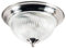 LIGHTS4LIVING Modern IP44 Bathroom Flush Ceiling Light in Satin Silver with Clear Ribbed Glass Shade - LED Compatible