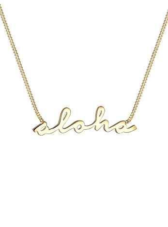 Elli Halskette Damen Aloha Statement Schriftzug in 925 Sterling Silber vergoldet