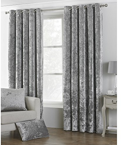 Riva Paoletti Verona Ringtop Eyelet Curtains (Pair), 117cm x 183cm, Silver