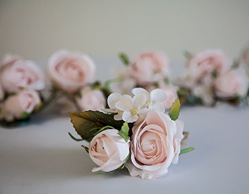 Confezione da 6 mini bouquet con molletta, da sposa, con rosa di seta in 3 colori. Decorazione floreale da matrimonio Light Pink