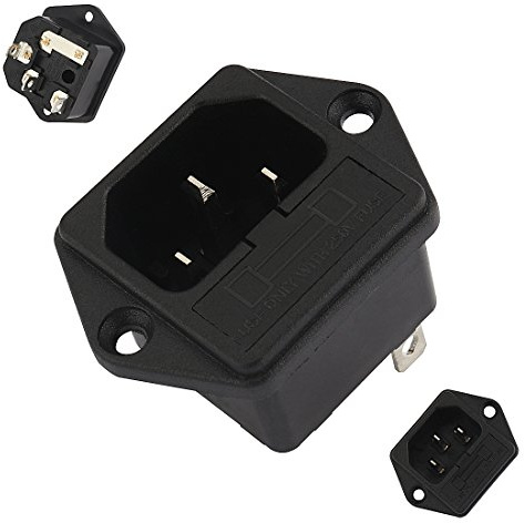 Aexit UL Equipement électrique AC 250V 10A IEC320 C14 Male Cordon alimentation prise entrée Interrupteurs à bascule avec porte-fusible