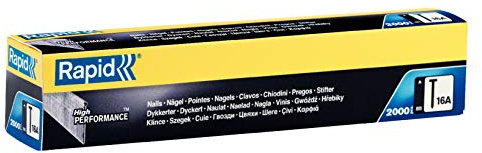 Rapid Professional No. 16A 20° Galvanised Brad Nails, Length 50 mm, Pack of 2000, 5000820