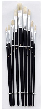 Toolzone Flat Artist Paint Brush Set 9pc