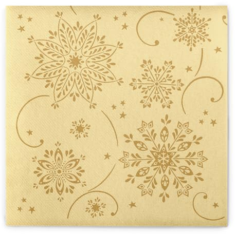 Mank Airlaid Servietten 40x40 cm, Premium Einweg Serviette, stoffähnlich und saugstark perfekt für Weihnachtsfeiern & Adventsfeiern, Winter Weihnachtsservietten 50 Stück Cristal (Creme)