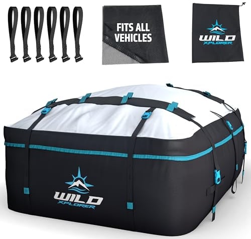 Dachgepäcktasche, wasserdicht, Softshell, robust, mit innovativem Türhakensystem und Rutschfester Matte, für Pkw und SUV, 0,5 m³