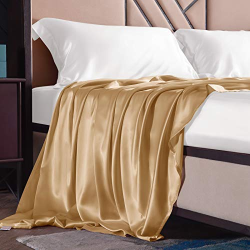 THXSILK Seide Betttuch/Bettlaken/Haustuch, Nahtlos Gold Seiden Bettlaken, 100% Reine 19 Momme Maulbeerseide Bettwäsche, 180x260 cm