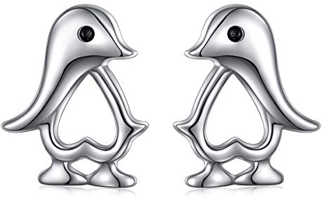 925 Sterling Silber Pinguin Ohrstecker Hypoallergene, Niedlich Tier Stecker Ohrringe Geschenk für Damen Mädchen (Pinguin)