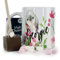 Personalised Mug and Belgian Milk Chocolate/Hot Chocolate Stirrer Marshmallow Gift Set, Custom Name (11oz) White, Yellow, Blue, Black, Pink Mug with Name on Grey Rabbit & Pink Flower Print Design