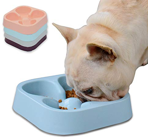 Hifrenchies Gamelle Saine à Alimentation Lente pour Chien Bouledogue français Mangeoire Lente, Gamelle Amusante pour Chien et Chat,Style trèfle à Quatre Feuilles