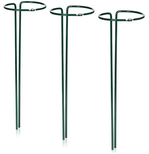 com-four® 3X Blumenhalter - Staudenhalter für Blumen (Höhe: 35 cm) - Pflanzenhalter als Blumenstütze, Rankengewächse, Rosenstütze, Stauden, Staudenring rund für den Garten, Balkon, Terrasse