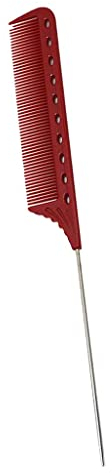 Highlight Haarkamm Nadelstielkamm, Professioneller Stielkamm Frisierkamm Antistatischer Friseur Styling, rot