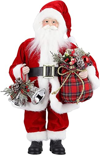 Uten Bambola di Babbo Natale da 46 cm/18 Pollici Ornamenti Natalizi, Figura in Piedi di Babbo Natale con Borsa Regalo, Per Ornamenti da Tavolo Festa di Natale