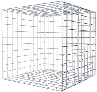 GABIONA Gabione zur Erweiterung (L x H x T cm: 50 × 50 × 50) – Steinkorb aus 4 mm Draht, C-Ring Verschluss mit Gratis-Zange – für Verlängerung in der Länge, ohne Stirngitter – Gabionenzaun