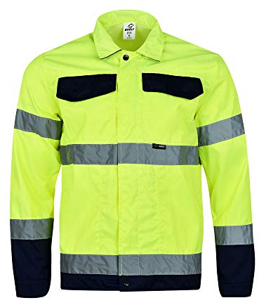 BWOLF Jinx Reflektierende Jacke Arbeitsjacke Männer Reflektierend Arbeitsjacke Herren Sommer Arbeitsjacke Herren Reflektor (Gelb, S)