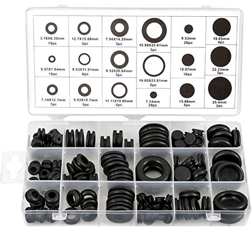 Litensh 125 Stück O Ring kabeldurchführung Gummi, Schwarze Dichtungsringe Gummidichtung Set für Elektrische Leiterdichtung, Sortiment zum Schutz von Drähten, Steckern und Kabeln