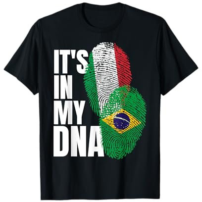 Bandiera del DNA Heritage Mix Italiano E Brasiliano Maglietta