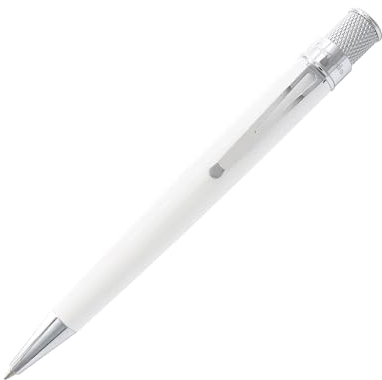 Retro 51, Tornado Twist-Top Rollerball pen, White with Chrome accents, Glows in the Dark (VRR-1303GID)