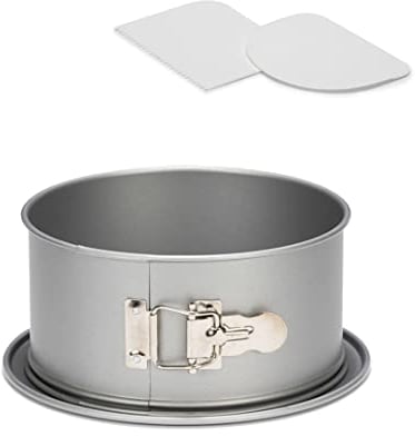 patisse manqué Ø18cm Set Moule à Gâteaux Rond avec charnière et Bord Haut Ø 18cm + Lot de 2 Cornes 12cm 703521, Gris