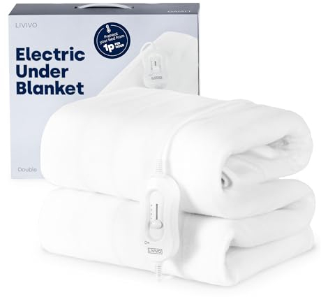 LIVIVO Electric Under Blanket - Heated Underblanket with 3 Heat Settings, Detachable Control, Ultra Fast Heat Up, Overheat Protection & Straps for an Easy Fit (Double)