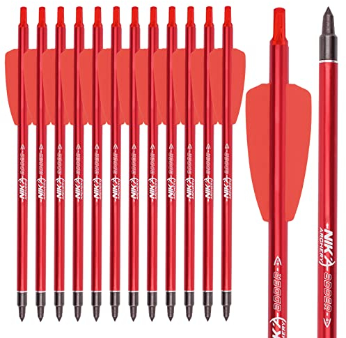 ELONG OUTDOOR 12 Stück Armbrust Pfeile Aluminum Bolzen 7,5 für Ek Archery Adder Cobra System mit 2 Flügeln für Zielbogenschießen Schießen