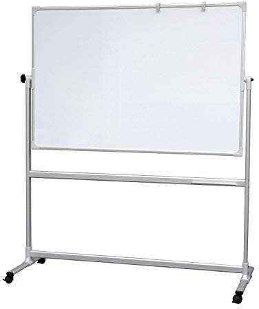 VISCOM Whiteboard Stativdrehtafel mit Aluminiumrahmen - 90 x 120 cm - doppelseitiges mobiles Whiteboard mit Ständer & mit Rollen - magnetisch, beschreibar
