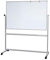 VISCOM Whiteboard Stativdrehtafel mit Aluminiumrahmen - 90 x 120 cm - doppelseitiges mobiles Whiteboard mit Ständer & mit Rollen - magnetisch, beschreibar