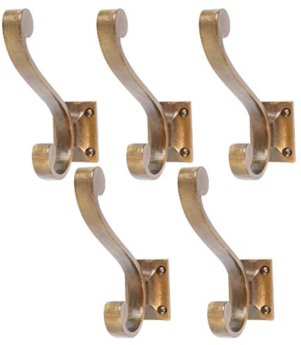 Hammer and Tongs - Square Back Hat & Coat Hook - W35mm x H105mm - Brass - Pack of 5