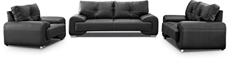 Mars Meble Big-Sofa Polstergarnitur Omega Set 3+2+1 Sofa Wohnzimmer Sofagarnitur 3-TLG Couch (Schwarz), 225x98x88 cm, 185x98x88 cm, 128x98x88 cm, (OME_321)