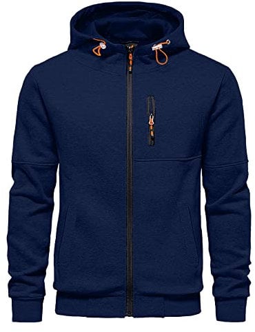 CTU Herren-Kapuzenpullover mit Reißverschluss, langärmelig, Fleece, Sweatshirts für Herren, S-3XL, navy, S
