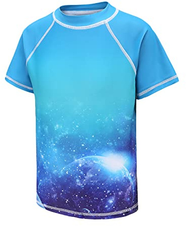 Aisyee T Shirt de Bain Enfant à Manches Courtes Protection Solaire Maillot de Bain à séchage Rapide Garcon 7 8 Ans