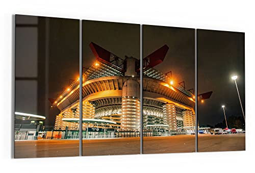 DEQORI Glasbilder Echtglas | Motiv Giuseppe Meazza, Mailand | horizontal 4-teilig 120x60 cm | große XXL Deko | Wandbilder für Wohnzimmer, Schlafzimmer, Flur & Küche | moderne Wanddeko