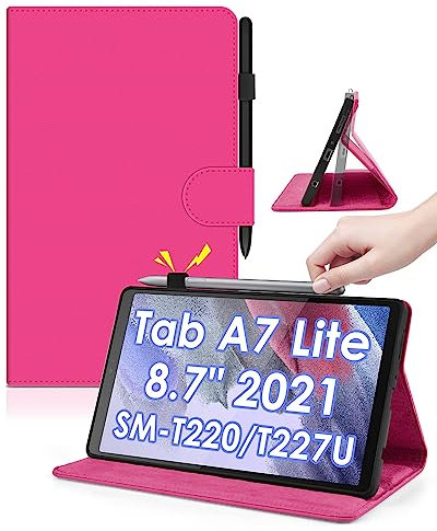 KATUMO Custodia con Samsung Galaxy Tab A7 Lite 8,7 Pollici 2021, Display Multi-Angolo,Sottile Folio Slim Smart Stand Protettiva cover ,Chiusura Magnetica Case SM-T220/T225(Rosso rosa)