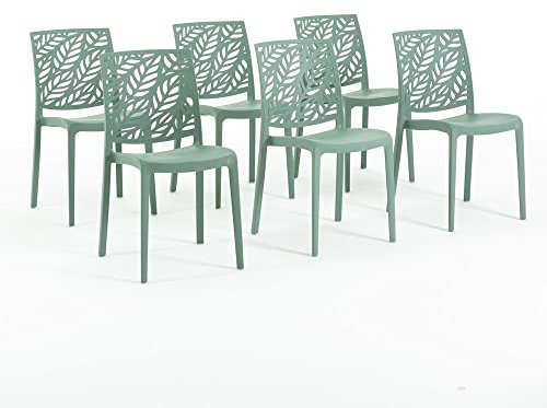 RATTATAN Dafne - Stühle aus mit Glasfaser verstärktem Harz (6, Graugrün)