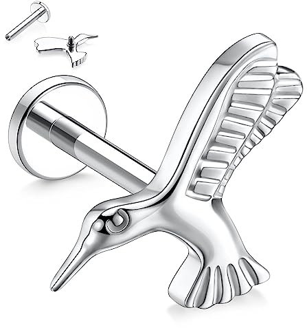 16G Labret Schmuck Titan Labret Ohrstecker mit Innengewinde flache Rückseite Labret Ohrringe Lippen Ohrstecker Tragus Piercing 8 mm Monroe Medusa Kolibri Ohrstecker Lobe Knorpel Muschel Ohrstecker