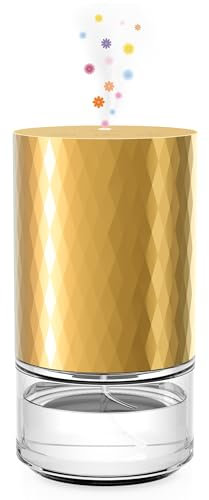 Airversa Waterless Diffuser Essential Oil 100ml Capacity Scent Air Machine for Home Aromatherapy Nebulizer Premium Metal Battery Operated with 3 Mist Settings Timers Color Light AN3 Gold