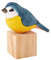 WEWAYSMILE Holzgeschnitzte Vogelfigur, Holz Vogel Figurine, Vogelfiguren als Heimdekoration, Niedliche Tierverzierung Für Heimbüro-Desktop-Dekoration (Blaumeise)